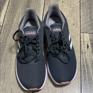 Grey white and pink adidas sneakers cloud foams